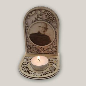 Personalised wooden memorial candle holder