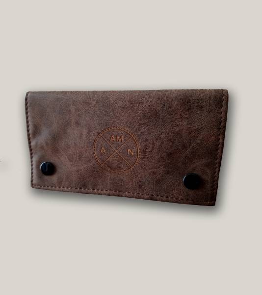 Personalised brown leather tobacco pouch