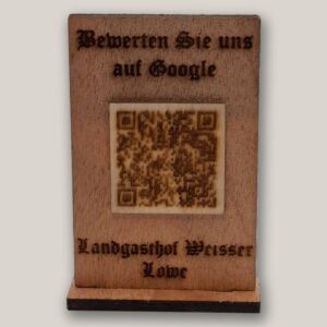 Personalised wooden QR display